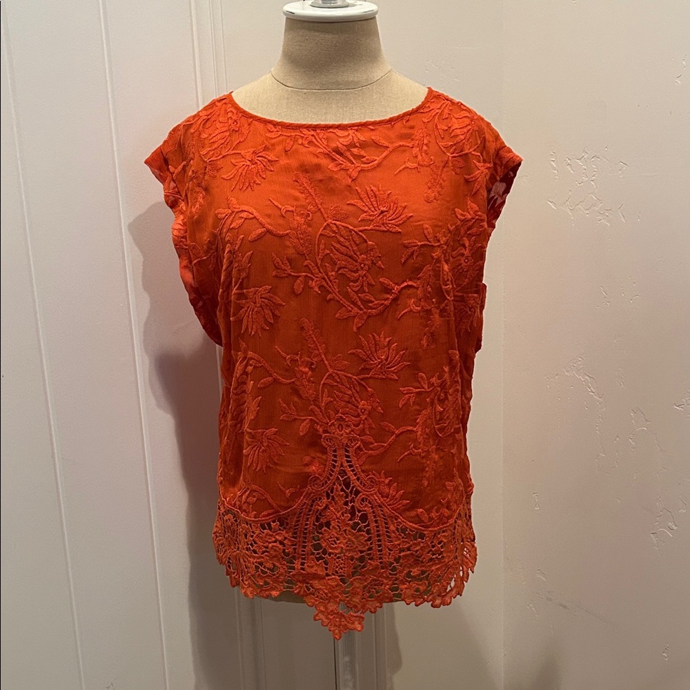 TINY Orange Lace Women Top